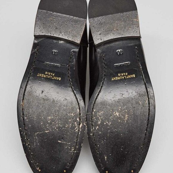 Yves Saint Laurent Black Leather Studded Ankle Boots Size 5.5/36 - Picture 2 of 4